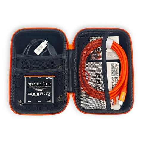 Slick Portable Kvm Console Adapter with HDMI cable and USB connections in a black and orange compact carrying case.