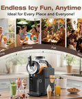 Smooth Operator Home Slushie And Soft Serve Ice Cream Maker With Zero Ice Needed Setup For Quick Frozen Sips and Creamy Blends in a kitchen setting.