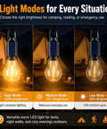 3 light modes of 4 Pack Solar Camping Lanterns Portable LED USB Rechargeable Emergency Lights For Indoor And Outdoor Use