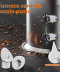Ceramic insulating furnace nozzle set; white ceramic nozzle parts, Amazon brand, front and side views.