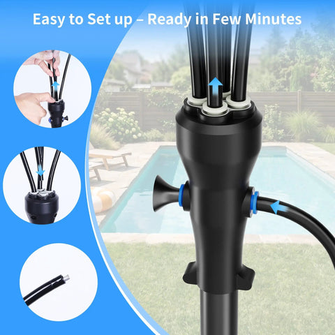 Outdoor Patio Mister System With Four-Gallon Water Bucket And Pump, Eight Spray Modes, adjustable setup process