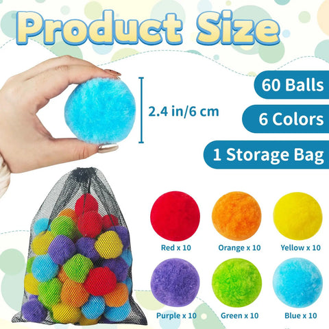 60-Piece Reusable Water Balloons Set With Soft Splash Balls For Outdoor Water Games, Beach Pool Party Essentials