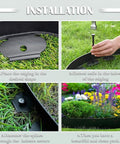 Installation steps for 40 Ft Black Garden Edging Kit With 2 Inch Tall Border, 8 Inch Spiral Anchoring Spikes, And Garden Pruning Scissors