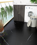 Laundry room with Black Marble Peel And Stick Floor Tiles 12 X 12 Inches Self Adhesive Vinyl Flooring Waterproof Durable For Kitchen Bathroom Basement Super Easy No Fuss Install 16 Pack Covers 15.5 Sq Ft
