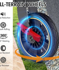 51.2 Inch Long Foldable Wagon With Brakes And Cargo Net wheel showing all-terrain features and red brake on surface
