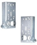 Garage Door Bottom Lifting Brackets Kit With Twelve M6 Mounting Bolts For Seven Sixteenth Inch Stem Heavy Duty Galvanized Steel Construction Residential Bottom Roller Brackets Left And Right Pair For Easy No Fuss Install shown in silver steel.