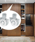8 Pack Sliding Wardrobe Door Hardware Kit with galvanized steel construction, roller wheels, wood wardrobe, dual floor guides