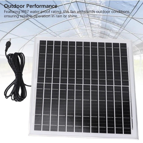 Solar Powered Exhaust Fan Kit With 20W Panel, IP67 Auto Speed Ventilation For Greenhouses And Chicken Coops, Rugged Outdoor Rated Mounting Bracket For Quick No Fuss Installation