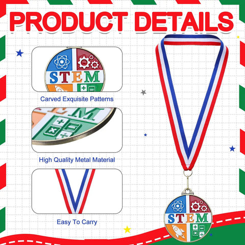 20 Pack 2 Inch Science Education Medals With Neck Ribbons Bulk Academic Award Prizes For School Classroom Competitions