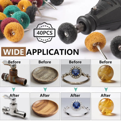 Pro Grade All In One 40 Piece Buffing And Grinding Kit With Double Layer Pads And Multi Grit Wheels for versatile applications