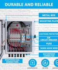 Heavy Duty 6 String Solar Combiner Box With Stout Metal Enclosure, 20A Fuse Protection, Surge Guard, And 63A Breaker For PV Arrays