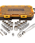 Boss 34 Piece Socket Set With Quarter Inch And Three Eighth Inch Drives In Locking Stackable Case With Removable Inner Tray