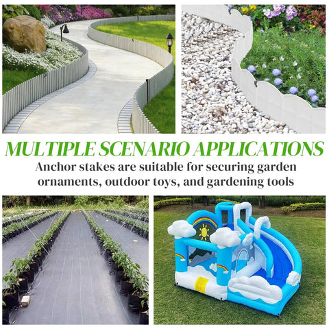 Heavy Duty Plastic Garden Stakes Set For Yard Fencing And Lawn Edging Thickened Ground Stakes securing garden setups