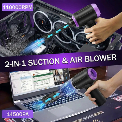 3 In 1 Computer Cleaning Tool With 110000 RPM Electric Air Duster And 14500 Pa Vacuum USB Rechargeable Handheld Dust Cleaner