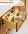 72 Inch Double Sink Bathroom Vanity With Zero Hassle Setup And Top Shelf Solid Wood Countertop Straight Out The Box Durable Pedestal Design Built Like A Champ For Modern Master Baths That Bring The Style, featuring top drawer with removable divider.