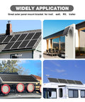 Kick Your Off Grid Power Up With This Adjustable Solar Panel Tilt Mount Featuring Ridiculously Sturdy Stainless Steel Brackets And Precise Mounting Holes For 20W To 30W Panels On Rv Roofs used on various rooftops, walls, and RVs.