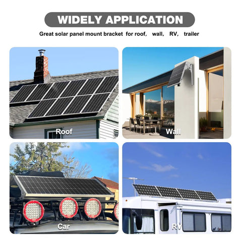 Kick Your Off Grid Power Up With This Adjustable Solar Panel Tilt Mount Featuring Ridiculously Sturdy Stainless Steel Brackets And Precise Mounting Holes For 20W To 30W Panels On Rv Roofs used on various rooftops, walls, and RVs.