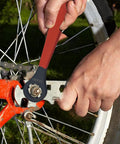 Person using O Type Collet Chuck Wrench For ER32 Lathe Clamping Nut With Ergonomic Grippy Non Slip Handle on bicycle wheel nut