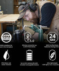 Man wearing Noise Isolating Bluetooth Earmuffs for Worksite, Boss Level Comfort, 24 dB NRR Noise Reduction, Safemax 85 dB
