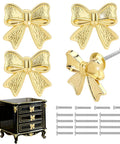 Solid Choice Bow Cabinet Handles For Dressers And Bedroom Closets Set Of Four Warm Gold Finish Drawer Pulls displayed with screws.