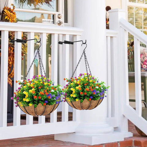 Two Pack Bird Feeder Hanger Hooks Clamp On Deck Railing Mounts With Rust Resistant Iron Construction Outdoor Hang Brackets For Plants Lanterns Birdhouses Windproof Tree Branch Hooks For Your Backyard Bird Watching