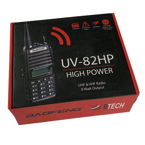 UV 82HP Beefy High Power Dual Band Radio With 136 174 MHz VHF And 400 520 MHz UHF Two Way Radio packaging box