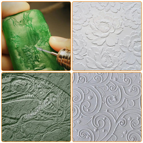 120 Grit Diamond Grinder Bits For Rotary Tools With One Eighth Inch Shank carving jade and detailed patterns on stone surfaces.
