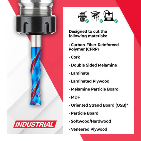 Spektra Extreme Tool Life Coated Solid Carbide CNC Compression Spiral Router Bit One Half Inch Diameter for CFRP