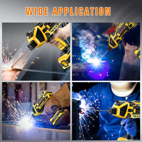 Hella Portable Handheld Welder 110V 120A Mini Arc Inverter Machine lightweight welder in use for various tasks with sparks flying.