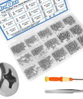 Huge 1600Pcs Tiny Phillips Pan Head Machine Screws Set For Eyeglasses RC Models Electronics And DIY Projects Nickel Plated Carbon Steel