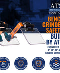 Heavy Duty Bench Grinder Eye Shield Kit Pair Fits 8 To 14 Inch Baldor Grinders clear polycarbonate shields on adjustable mounts.