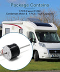 D1092 RV Air Condenser Blower Motor With Capacitor Replacement for Fasco D1092 with RV in background