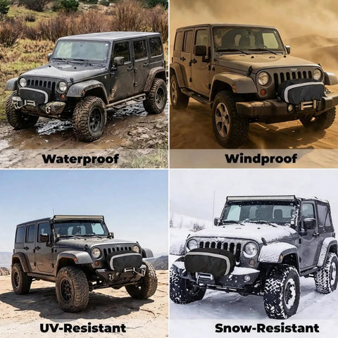 Suaetiai Waterproof Winch Cover Fits 2500-5500 Lb Electric Winches Durable Oxfbr Cloth UV Resistant in rugged terrain with muddy Jeep
