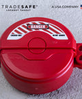 Heavy Duty Gate Valve Lockout For 1 To 2.5 Inch Valves Red Lockout Tagout Lock on textured surface