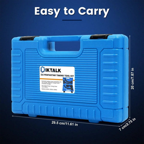 3.6L Pentastar Timing Tool Kit for Chrysler, Dodge, Jeep, and Ram in a blue carrying case with handle