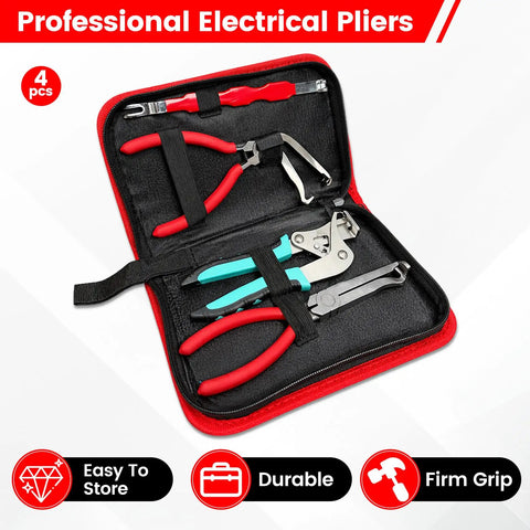 Pro Grade Car Clip Pliers And Disassembly Tools Set With Straight And 60 Degree Tips In Durable Storage Box, 4-Piece Kit