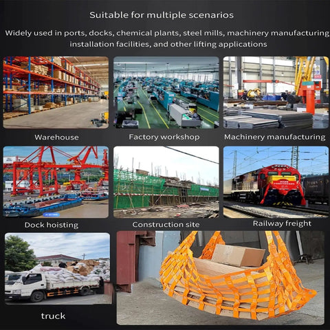 Heavy Duty Lifting Net Straps and Nylon Sling Hoisting Net for Industrial Cargo Safe Moving and Load Securing in diverse settings