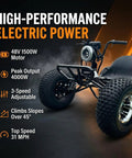 Electric Off Road Go Kart For Teens And Adults With Peak 4000W Brushless Power, 31 MPH Speed, 3 Speed Modes, Black Aluminum Rim