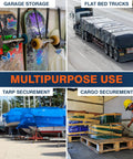 Heavy Duty Bungee Cords With Hooks 31 Inch Pack Of 50 For Outdoor Cargo Security in various uses like trucks and storage.
