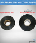 Comparison of "Typical" silicone tape with Beefy 30 Mil Weatherproof Self Fusing Silicone Sealing Tape For Outdoor Coax Cables