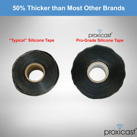 Comparison of "Typical" silicone tape with Beefy 30 Mil Weatherproof Self Fusing Silicone Sealing Tape For Outdoor Coax Cables