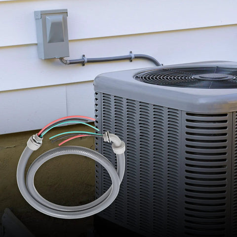Beefy 3/4 Inch Liquid Tight Non-Metallic PVC Conduit Cable Whip Kit, 6 Feet Long installed with air conditioner