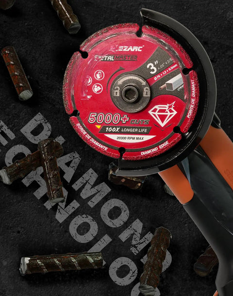 Diamond Cut Off Wheel For Metal Beast Three By Three Eighth Inch Dry Cutting showing blade and rebar pieces