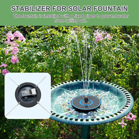 Solar Bird Bath Fountain With Glass Panel And Direct Sunlight Power High Efficiency 3.5W Water Pump For Outdoor Garden Decor