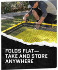 Fielding Trainer For Baseball And Softball With Rebound Net, Grounders, Line Drives And Fly Balls Return Settings shown folded flat