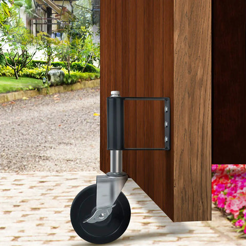 Spring Loaded Gate Wheel For Wooden And Metal Tube Swing Gates Quiet Heavy Duty Gate Caster With Brake 4 Inch Smooth