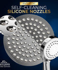 High Pressure Rainfall Shower Head With Handheld Combo, anti-clog self-cleaning silicone nozzles closeup