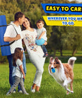 Family and dog in park with Backyard Dog Agility Course Set All In One Obstacle Kit With Pro Grade Hurdles Jump Ring 8 Weave Poles