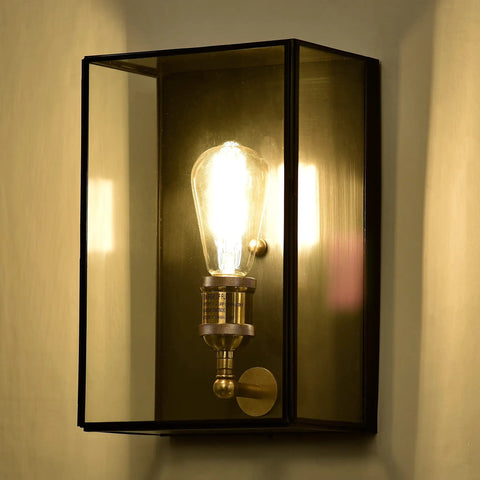 Solid Brass Outdoor Wall Light Fixture With Clear Tempered Glass Waterproof Outdoor Sconce For Front Porch Garage