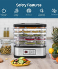 Top Shelf 5 Tray Electric Food Dehydrator Boasting A Slick Digital Led Touchscreen And Intuitive Temp Timer To Easily Whip Up Savory Beef Jerky Crispy Dried Fruit And Fresh Batch Snacks No Sweat Today with assorted fruits and veggies.